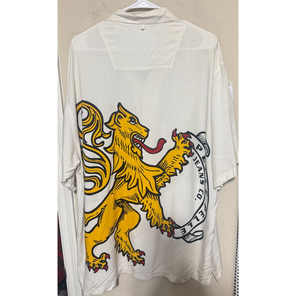 Vintage Pelle Pelle Shirt Mens XL Yellow Lion button up streetwear Hip-Hop Y2K - Picture 5 of 7